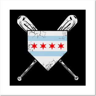 Chicago Flag Baseball Home Plate Sports Posters and Art